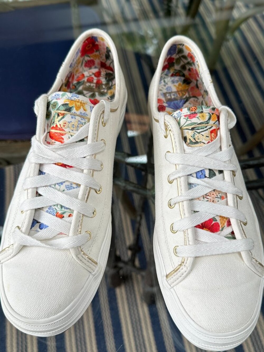 Keds Rifle Paper Co Triple Kick RPC Blossom Sneaker White MultiColor WF67940 Sz9